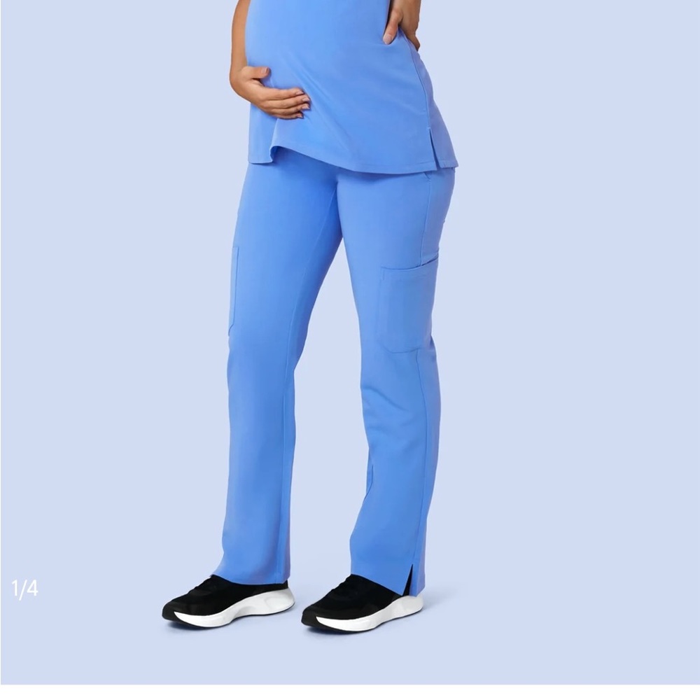 4 Pairs Maternity Mandala Cargo Pants - Ceil Blue, size XS